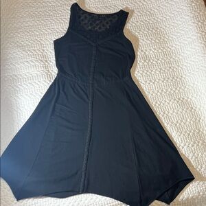 Prana Black Sleeveless Lace-Yoke Fit & Flare Dress